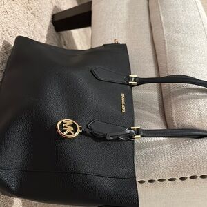 Michael Kors Black Tote with Gold Accents